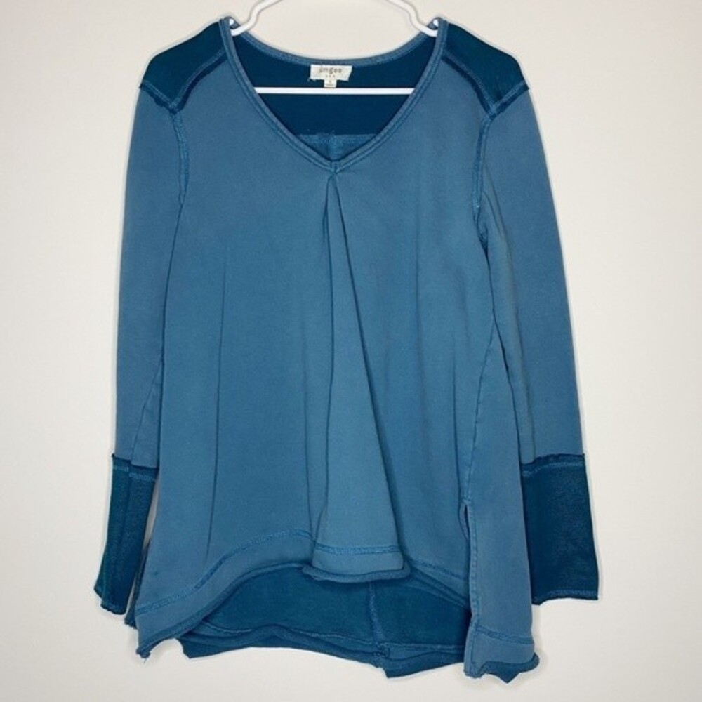 Umgee Teal Long Sleeve Top Size Small Cotton Blend Casual